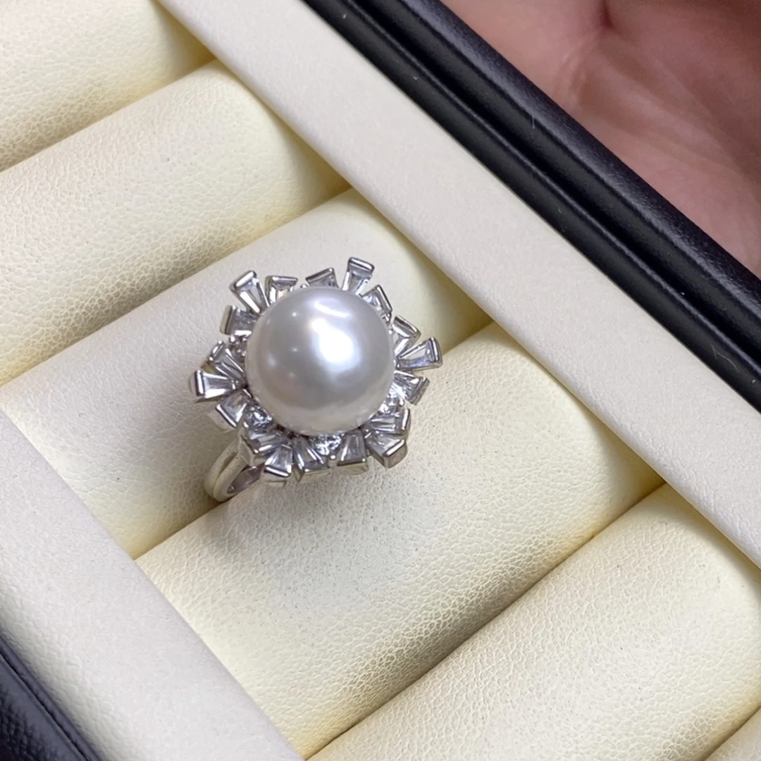 戒指银S925镶嵌淡水珍珠特价