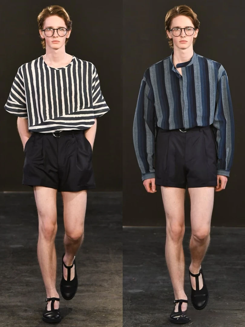 2025新款大格纹抽绳款沙滩短裤B-013