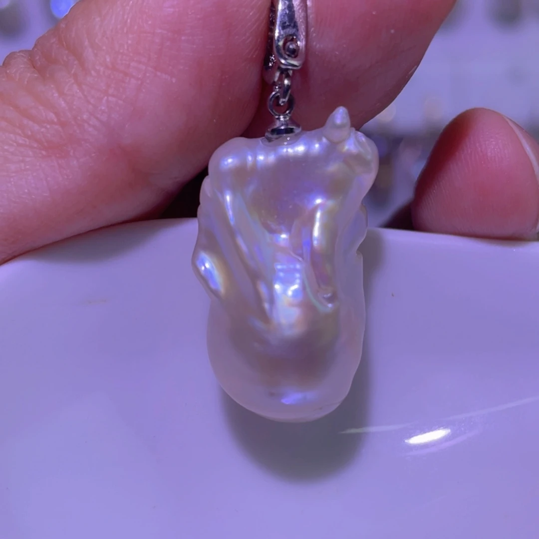 淡水珍珠天然淡水珍珠吊坠银S925镶嵌