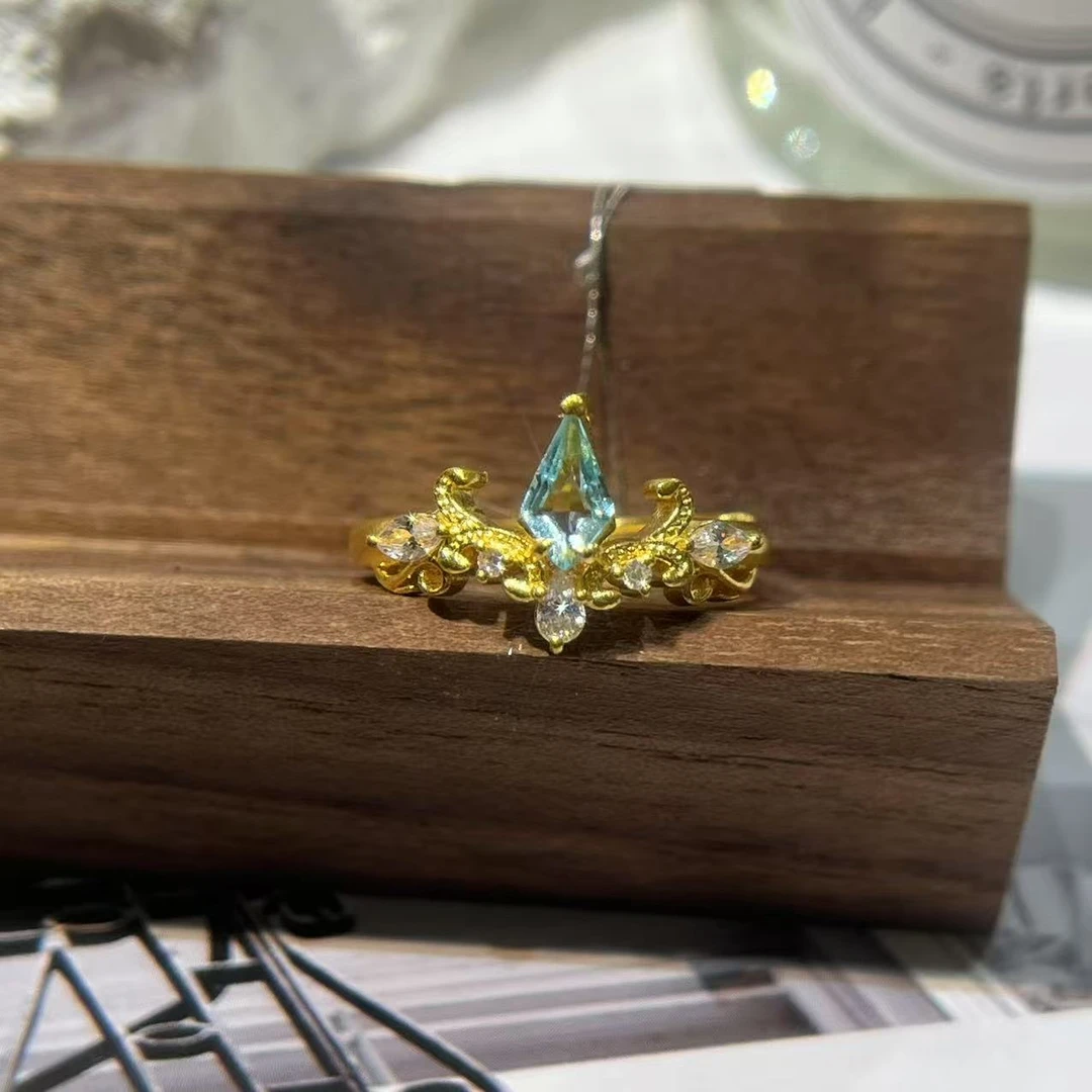 【麦绮珠宝】足金999古法镶嵌莫桑戒指辛德瑞拉精致时尚轻奢气质