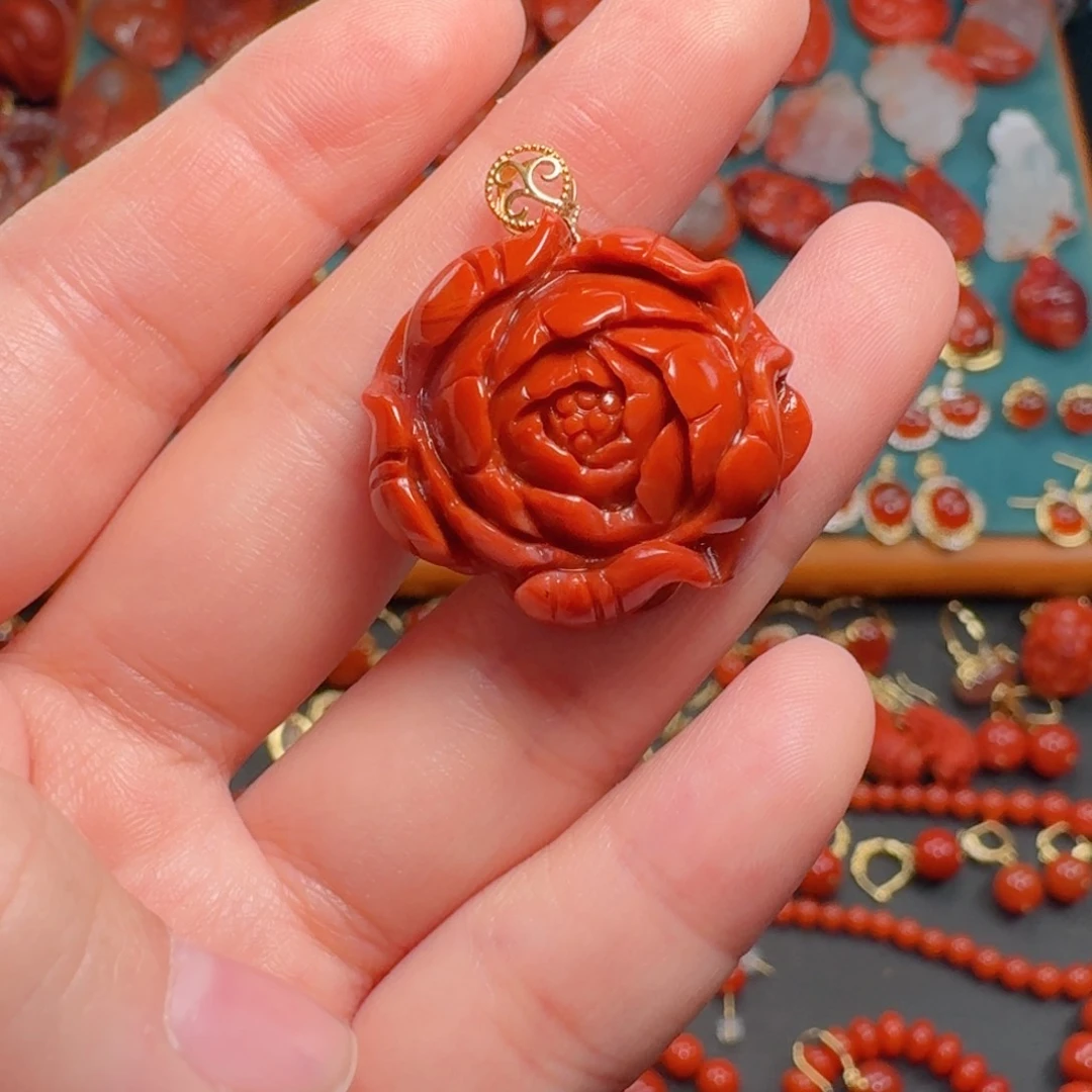 南红玛瑙南红18K金镶嵌