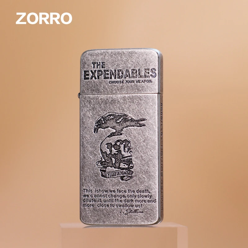 ZORRO佐罗古银敢死队二代薄机煤油打火机送男士礼物