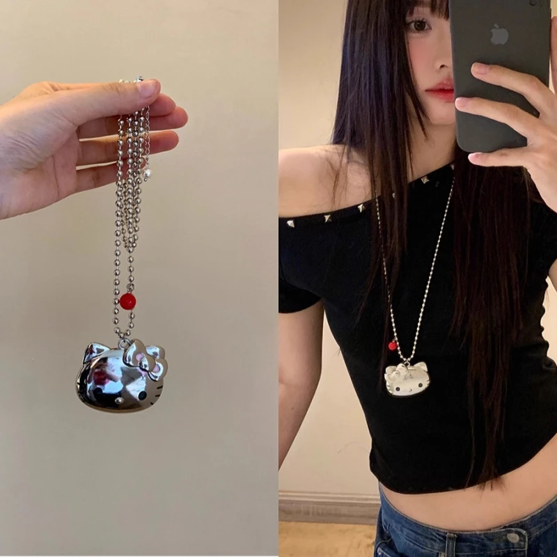 合金项链 小众高级感复古卡通猫咪个性甜美可爱百搭长款项链女