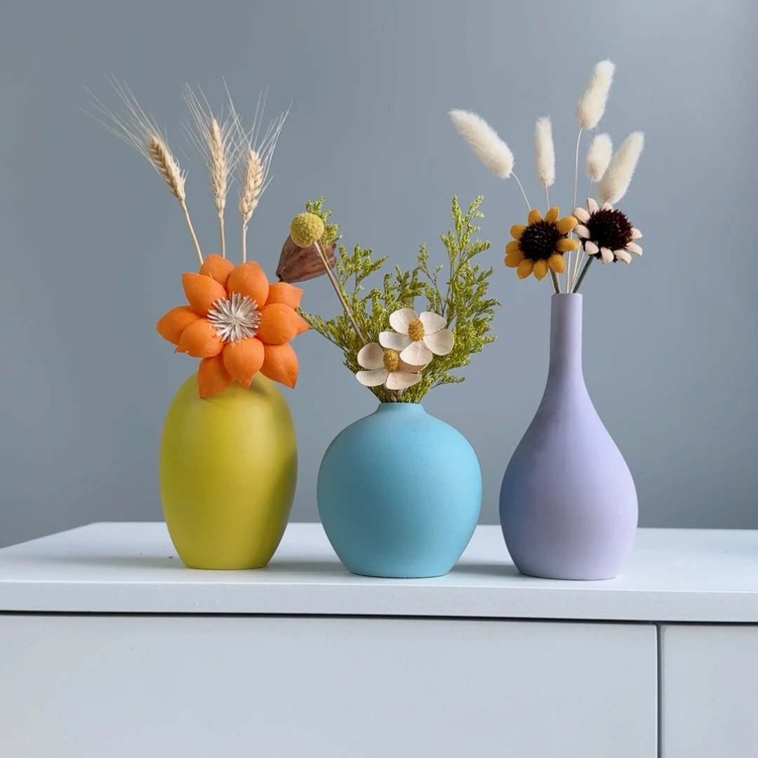 摆件陶瓷小花瓶摆件含花总高约20-30cm