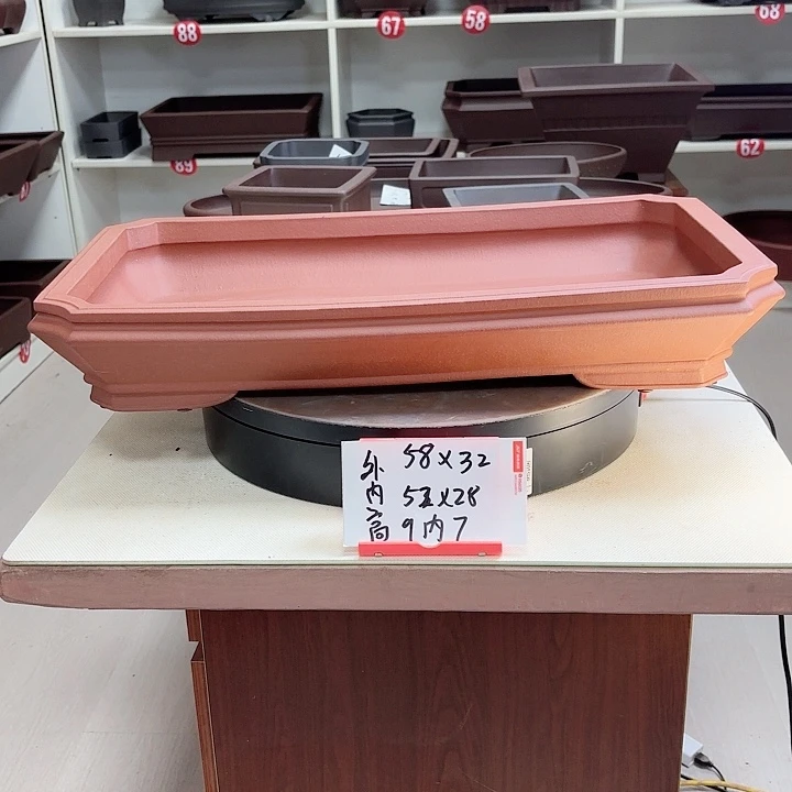 紫砂花盆浅切角大