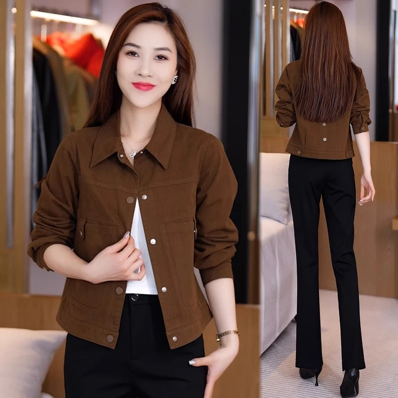 牛仔外套女小个子短款2025春秋新款韩版宽松休闲百搭翻领夹克上衣