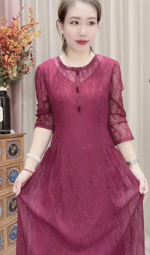 S 1002-1 超显瘦妈妈装连衣裙时尚