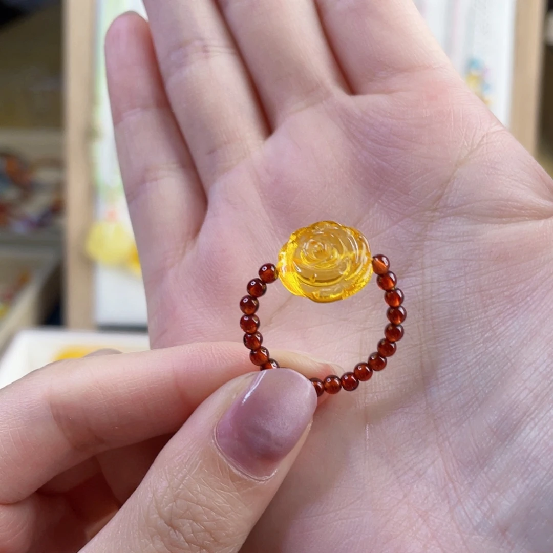 琥珀未镶嵌裸石琥珀戒指