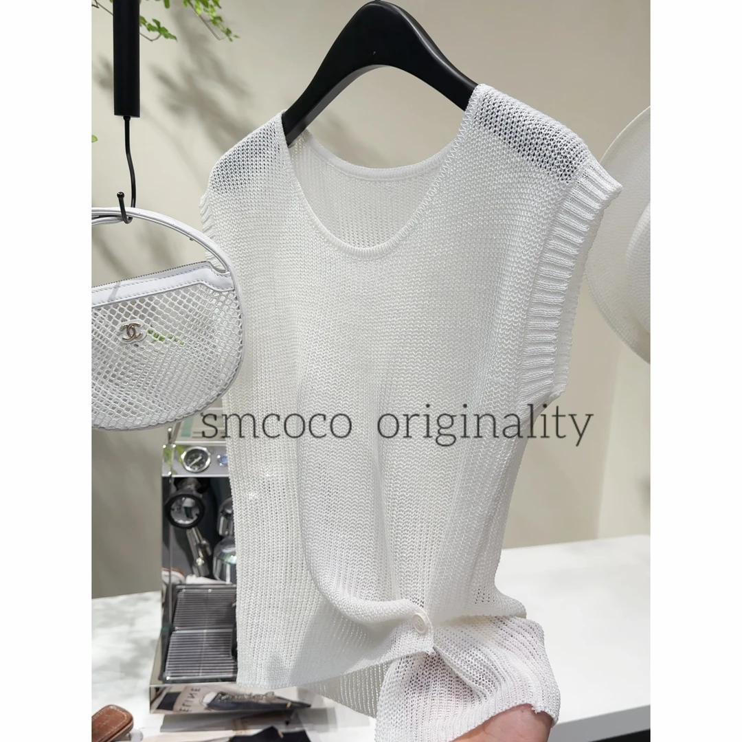 【夏季新款】休闲镂空纽结减龄洋气时尚气质显瘦百搭针织衫TS0611