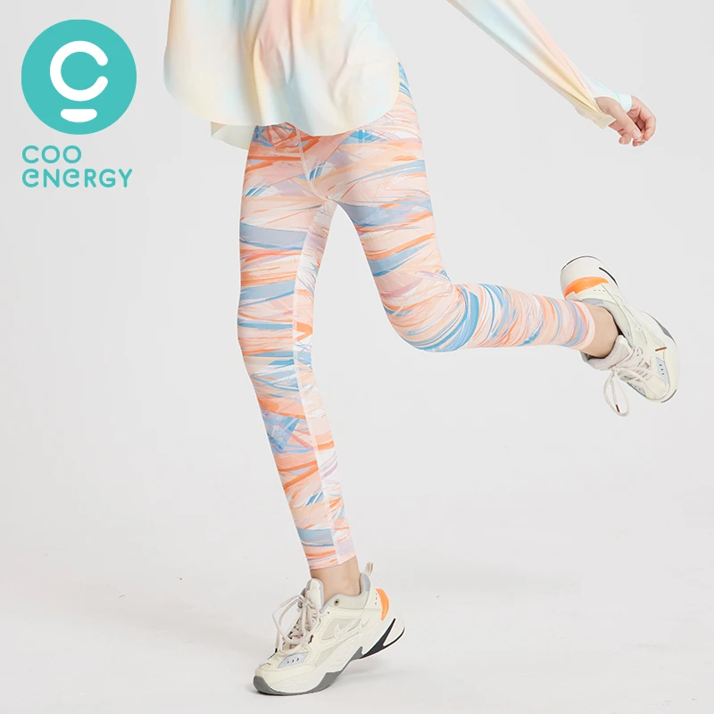 春夏款女童炫彩瑜伽裤速干运动户外打底