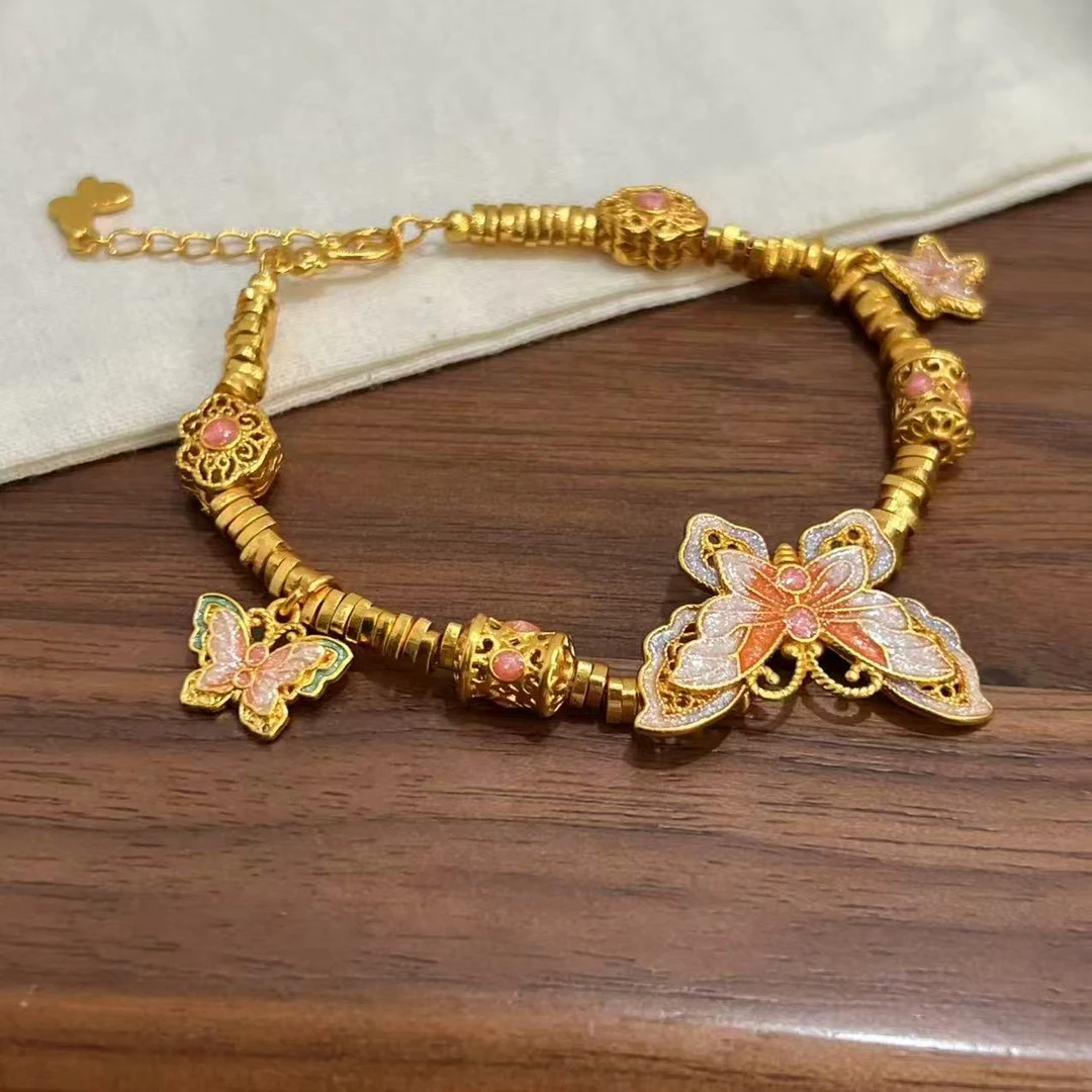 铜合金珐琅手链 SQ思岐新中式-翩翩起舞珐琅大蝴蝶手链5940