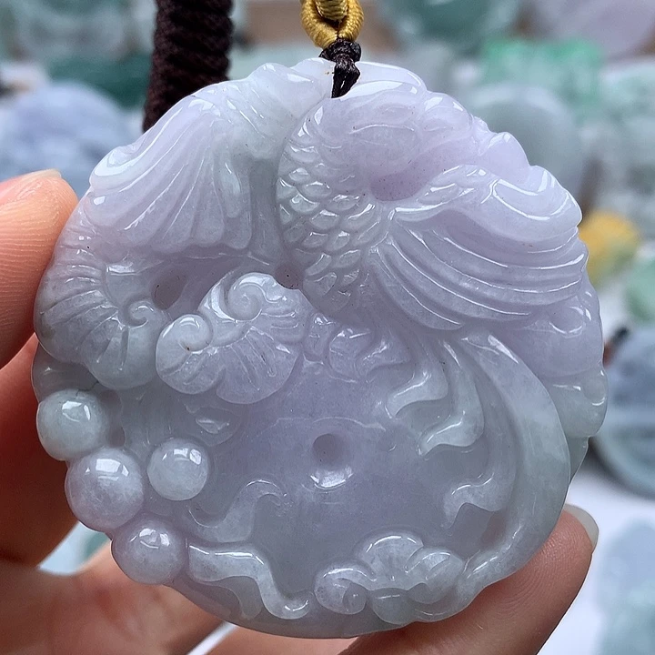 翡翠未镶嵌颈饰如意凤凰扣两面工艺福利