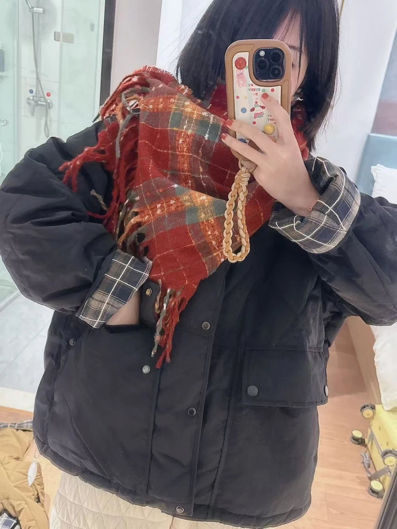 【多彩调味】婷婷同款推荐 复古拼接羽绒服介意瑕疵慎拍