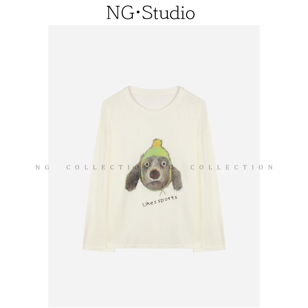 【NG·Studio】慵懒风松弛感萌宠印花狗狗T恤宽松薄款上衣NGX5TX2942