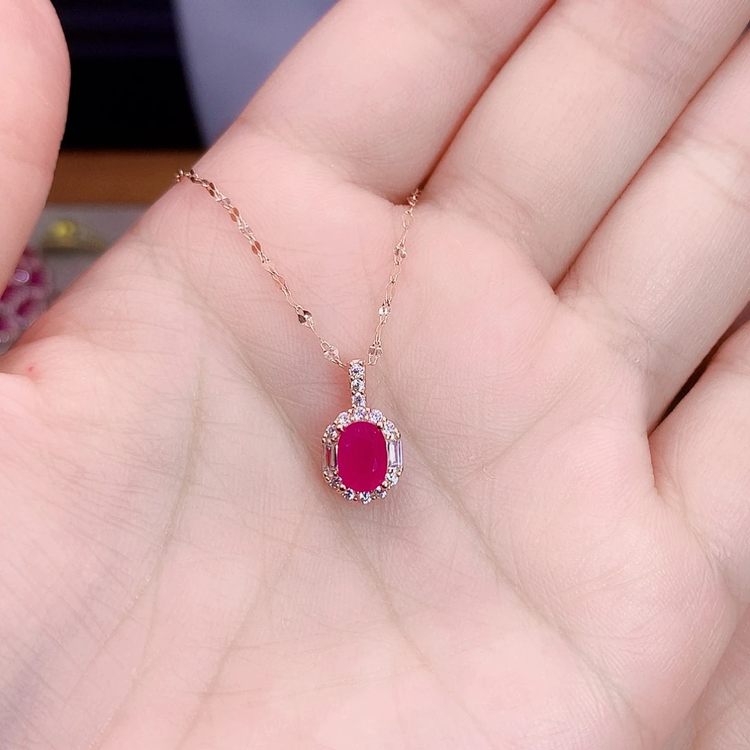 颈饰银S925镶嵌红宝石