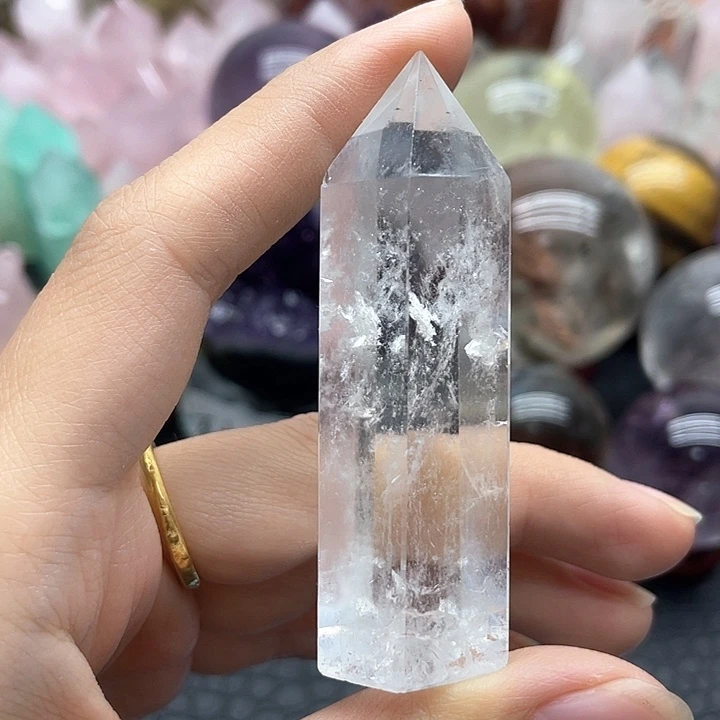 未镶嵌水晶珠宝半成品46白水晶柱
