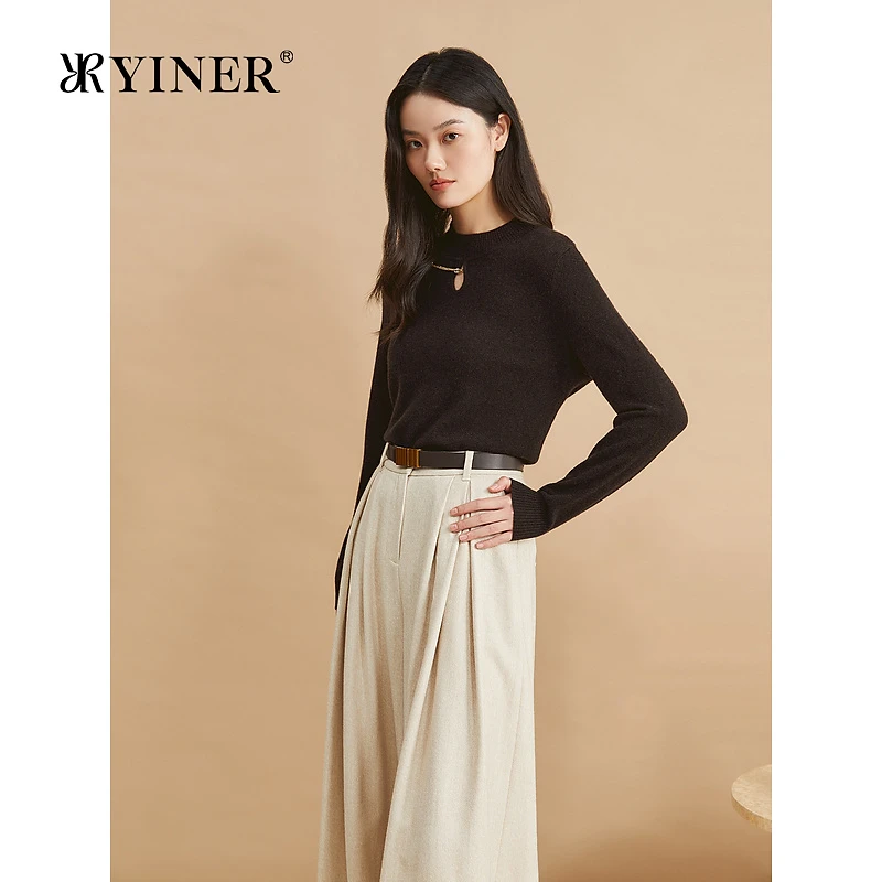 【裸感羊绒】YINER音儿冬季时尚美丽诺羊毛半高领针织衫
