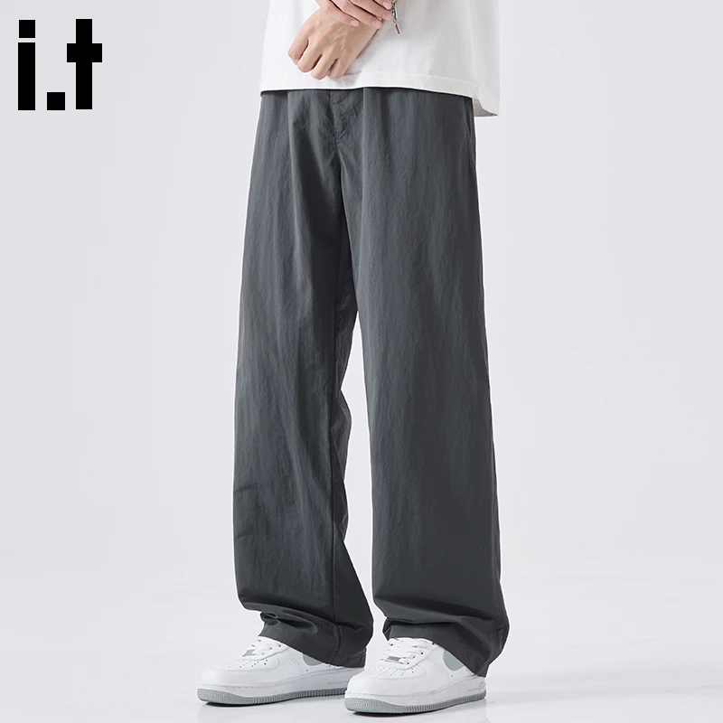 it :CHOCOOLATE初秋休闲裤男秋季薄款2025新款宽松透气直筒长裤子