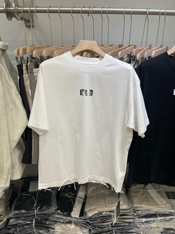 短袖圆领宽松型夏季纯棉阔版男士T恤青年落肩袖做旧修身型