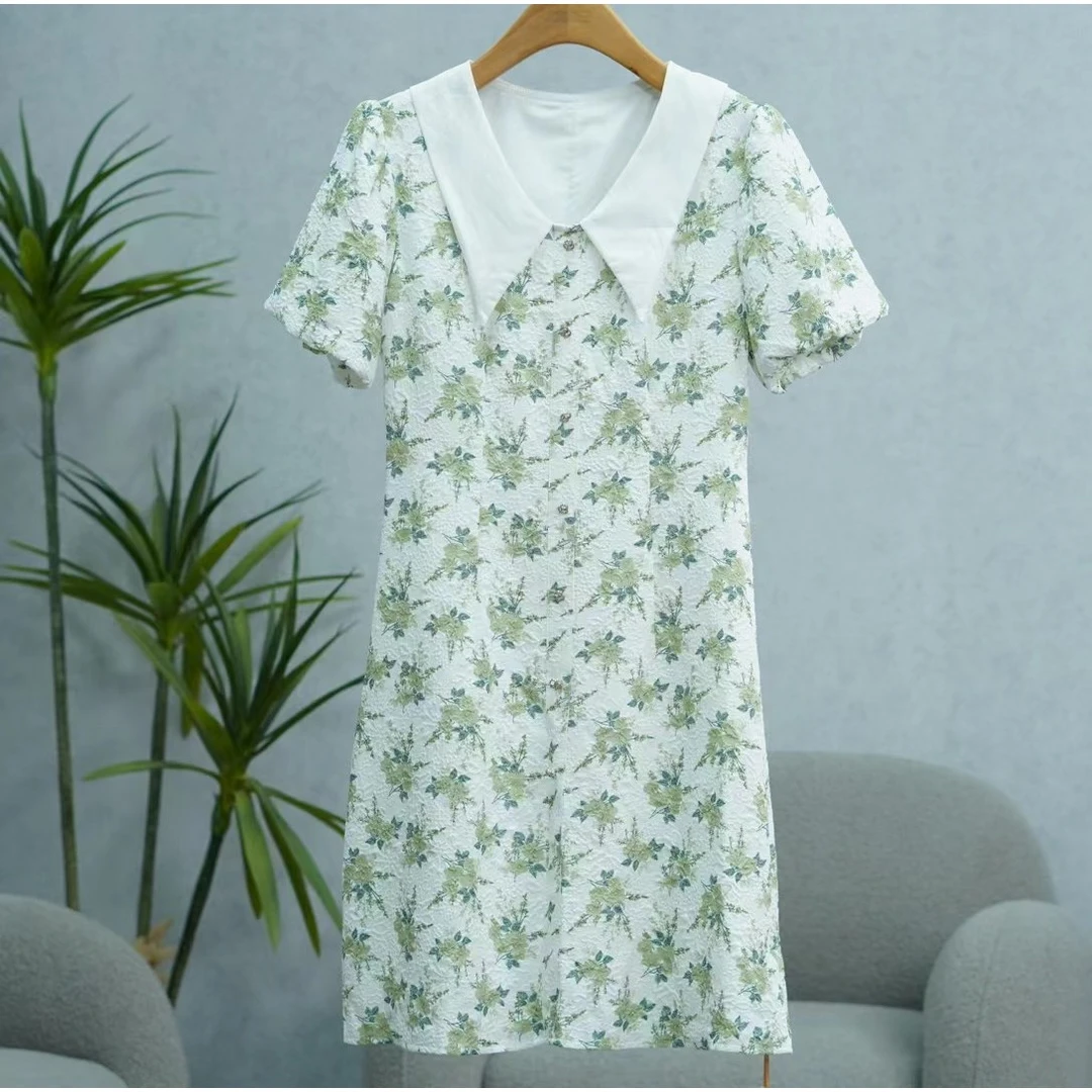 麦迪尚品【诗M】O-472-2女装夏简约时尚碎花有袖连衣裙品牌折扣