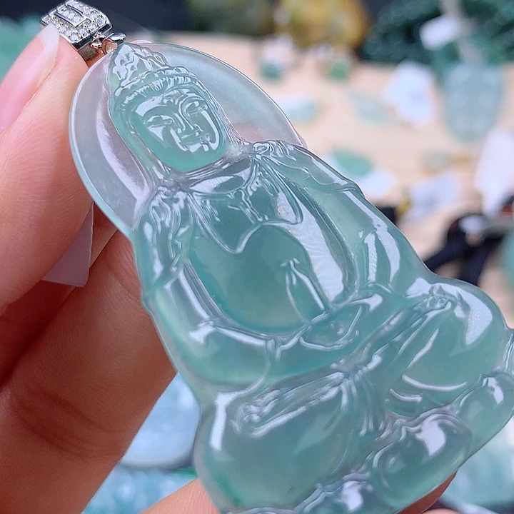 【闪购商品】翡翠颈饰银S925镶嵌翡翠吊坠