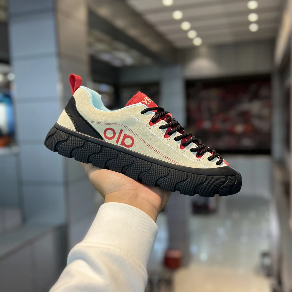 翻毛皮真皮系带板鞋时尚运动百搭软底软面舒适男士潮流休闲鞋春秋