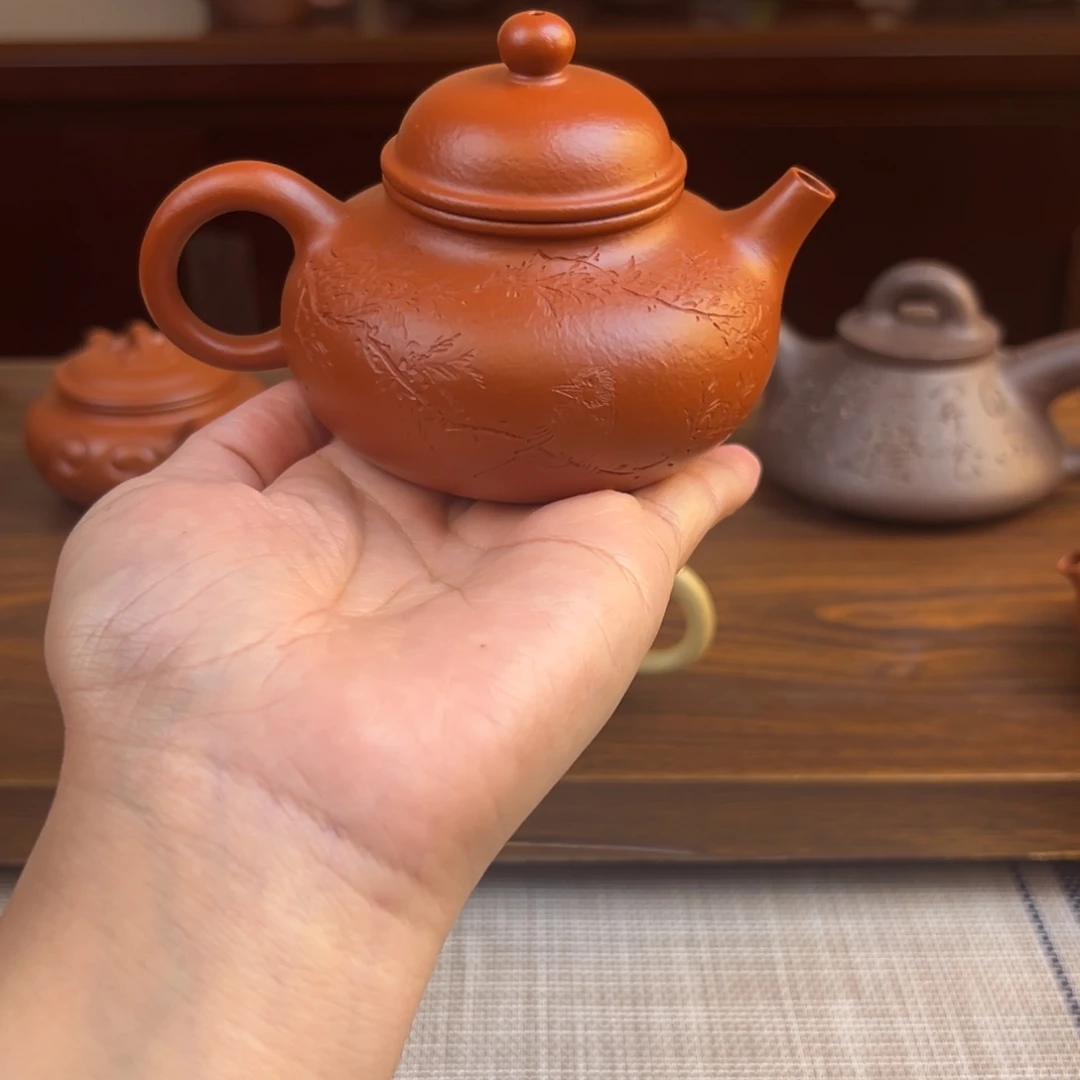 紫砂茶壶朱泥容天全手150cc