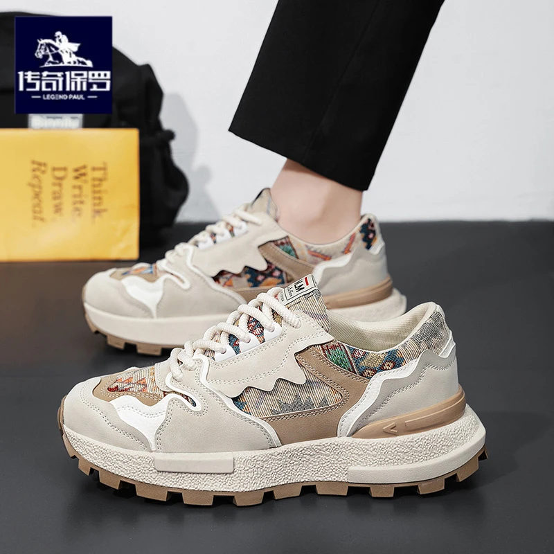 传奇保罗正版男鞋冬季潮牌休闲跑步阿甘鞋百搭厚底运动鞋老爹潮鞋