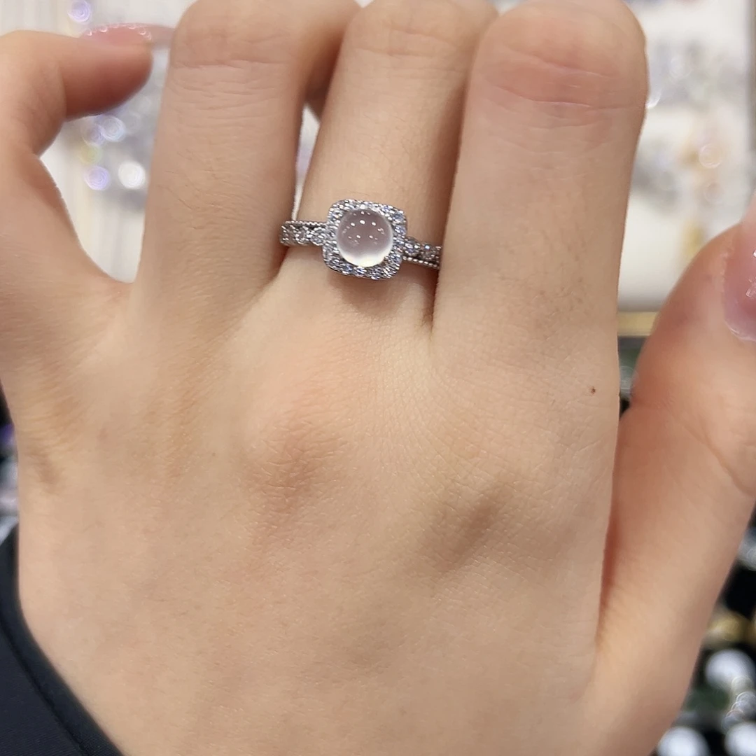 岫玉银S925镶嵌戒指