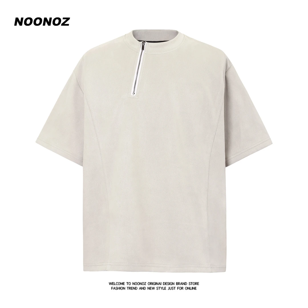 NOONOZ国潮美式侧边拉链短袖T恤男夏季宽松设计感凉感ins潮牌半袖