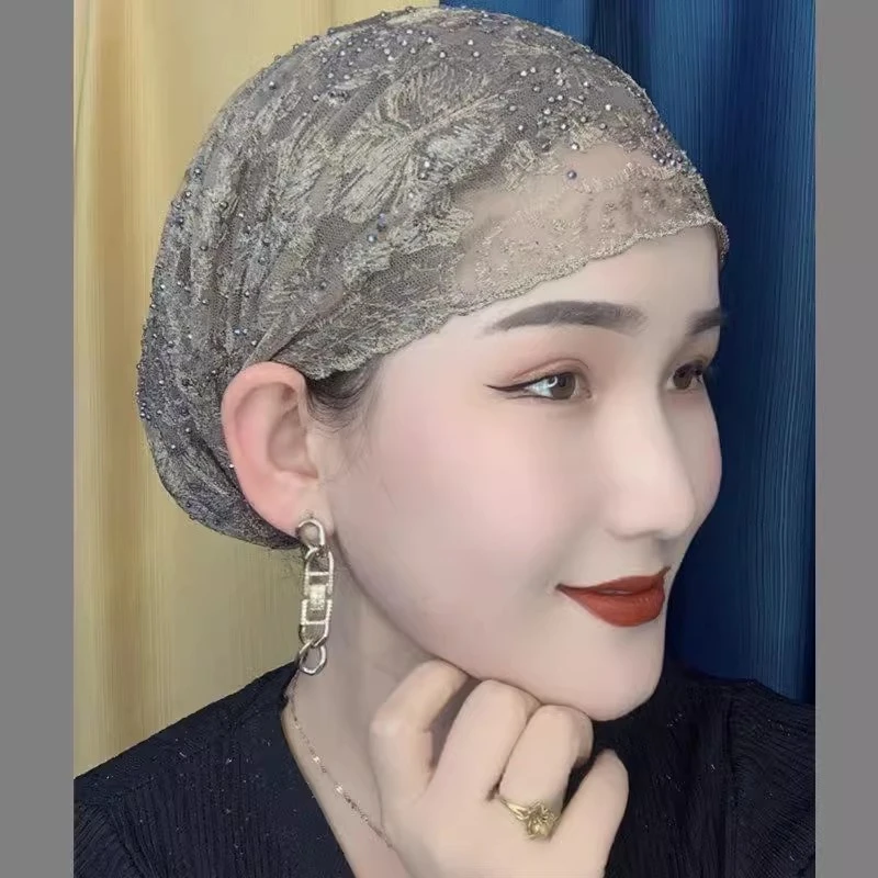 木狄初秋新款头饰包头帽遮白发头巾帽妈妈帽绣花烫钻盖头网红爆款
