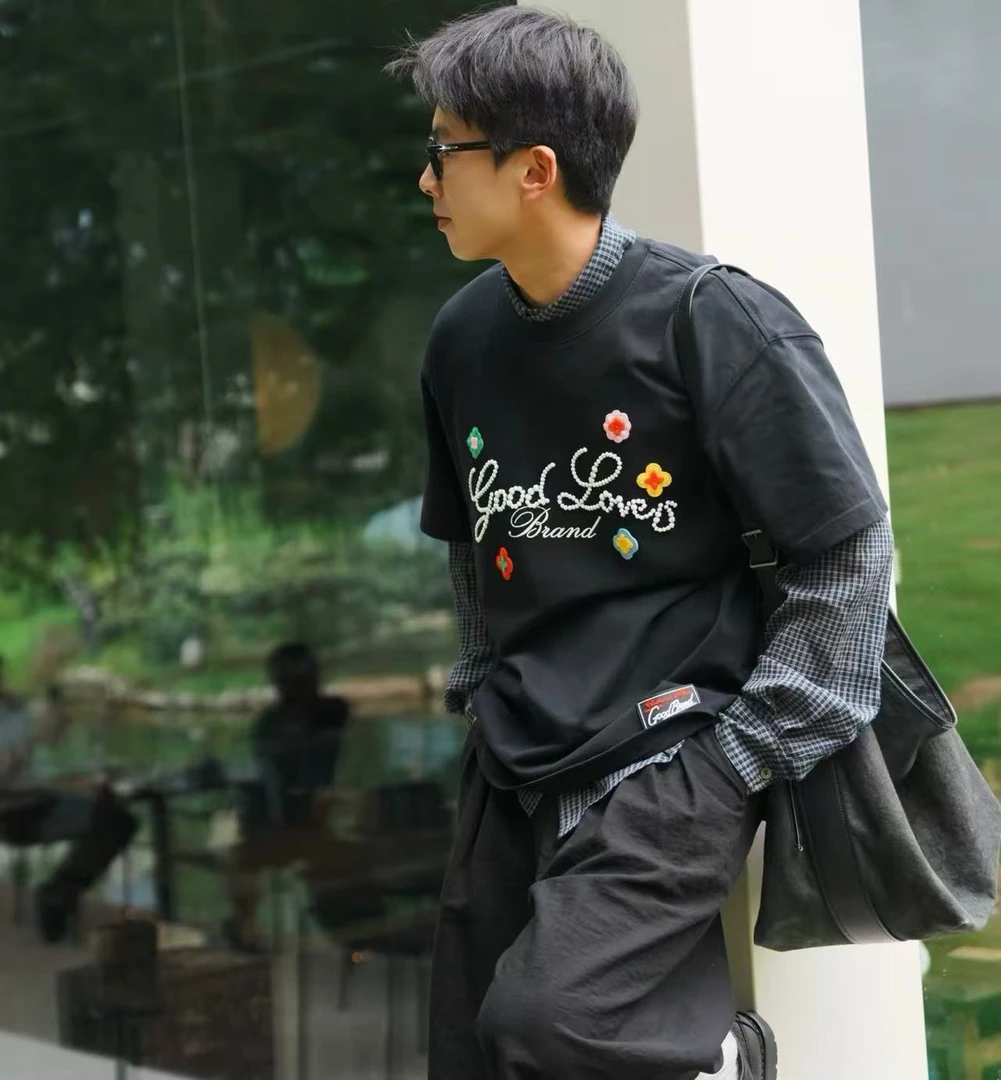 GOODBRAND 2025SS GOODLOVES立体刺绣标语轻奢高级感短袖t恤夏季