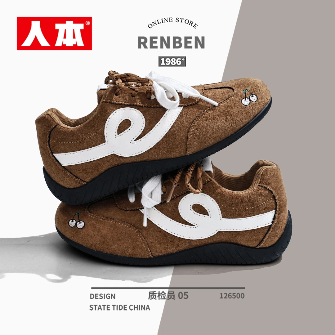 人本琥珀流光风复古轻便德训鞋女款2025新款内增高女鞋舒适百搭女