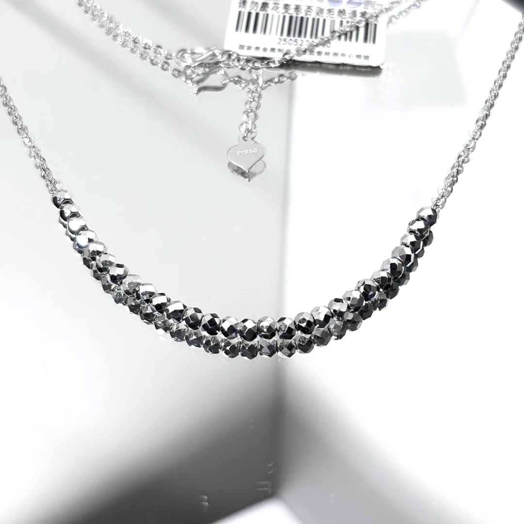 铂金Pt950时尚百搭微笑蹦迪珠珠套链    S扣