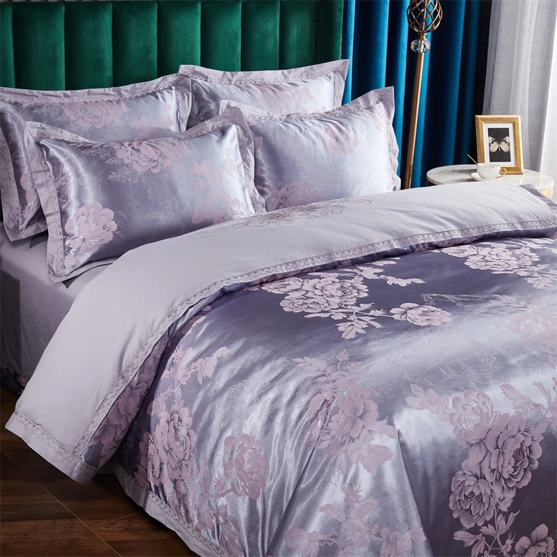 高端全棉贡缎提花四件套轻奢欧式风格结婚必备家纺用品