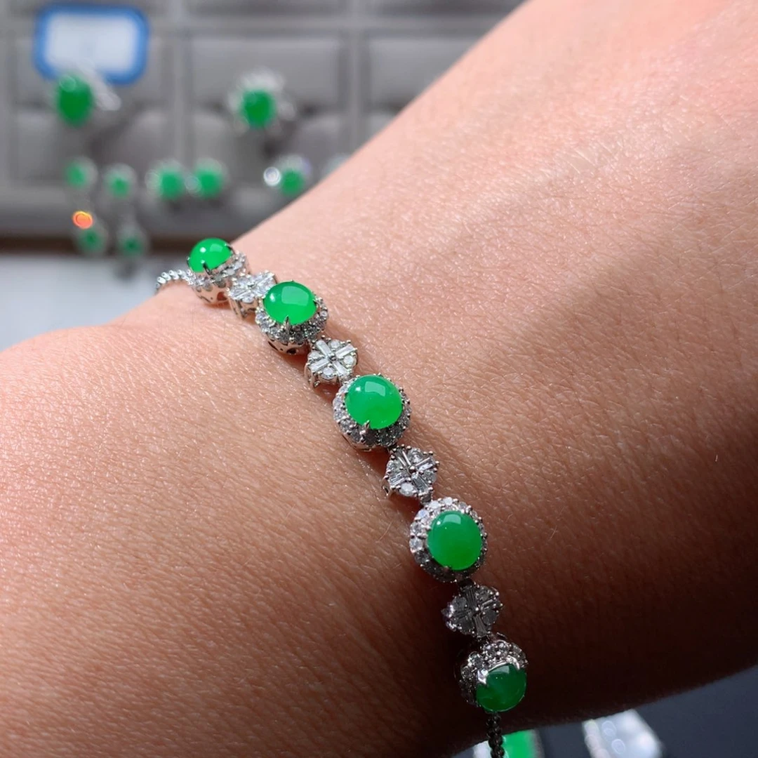 18K金镶嵌手链翡翠翡翠