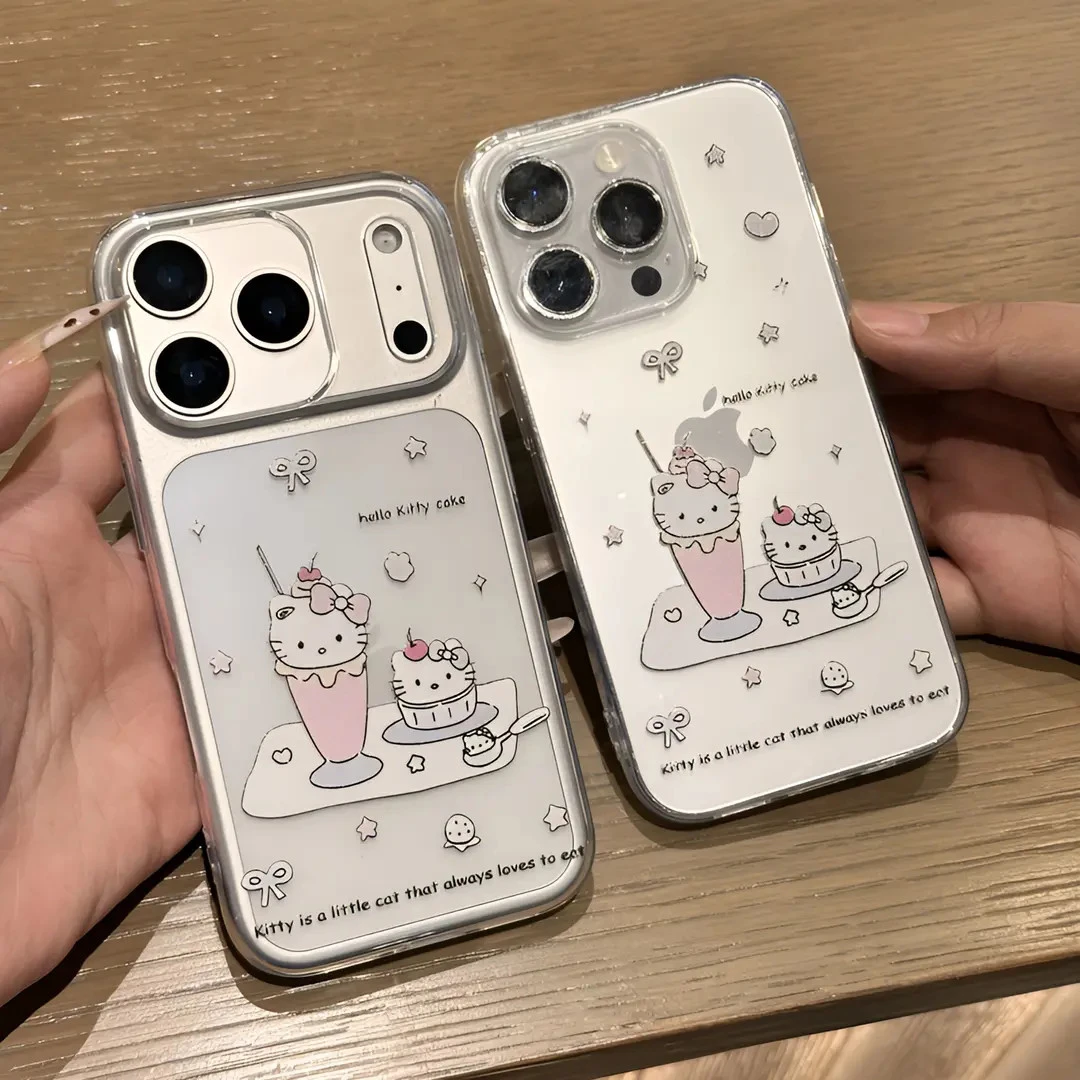 ins小清新冰淇淋kt猫适用于苹果17手机壳iPhone16透明15大孔14软