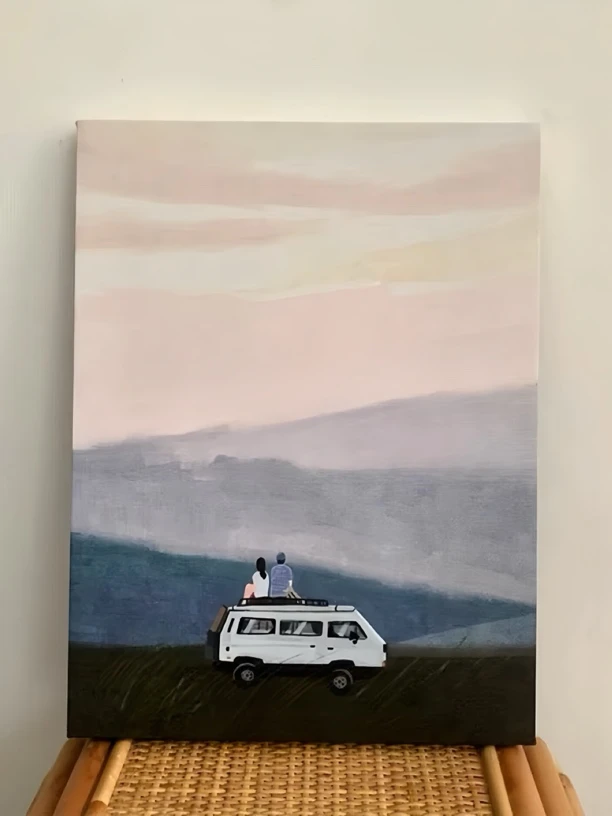 特价清库存|一起去旅行吧看云卷云舒 清新治愈系油画装饰画挂画