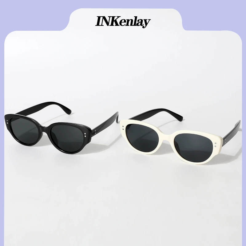 墨镜女款高级感方圆脸复古猫眼白色框小防紫外线2025新款太阳眼镜