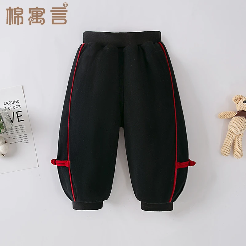 宝宝裤子秋冬季加厚儿童棉花棉裤外穿夹棉保暖裤黑色婴儿宽松裤子