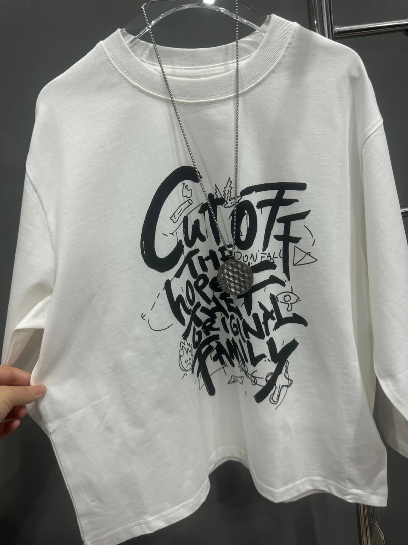 2025新款全棉长T中大童纯棉卫衣秋季打底上衣圆领印花时尚