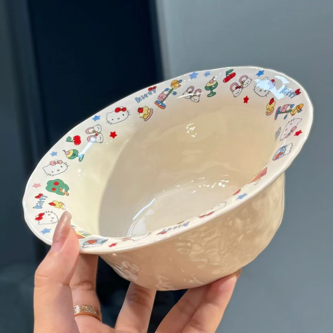【圆和圈】出口尾单 乐园小猫陶瓷餐具 草帽手捏沙拉碗陶瓷碗