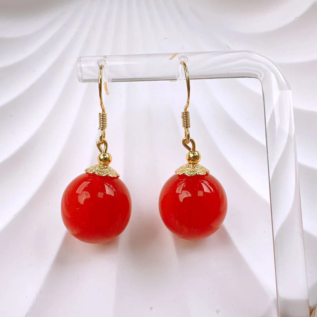 【正品血灵芝】 血灵芝卡14mm 耳环 dIY链高端收藏级手工A03