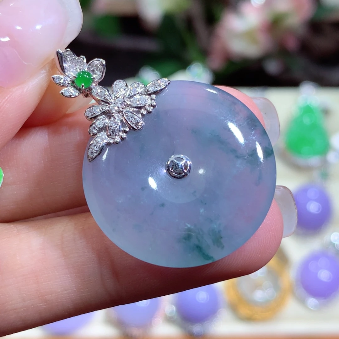 翡翠18K金镶嵌吊坠(不含链)