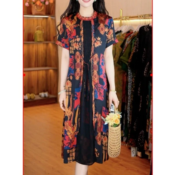 1-543-28新款时尚印花连衣裙