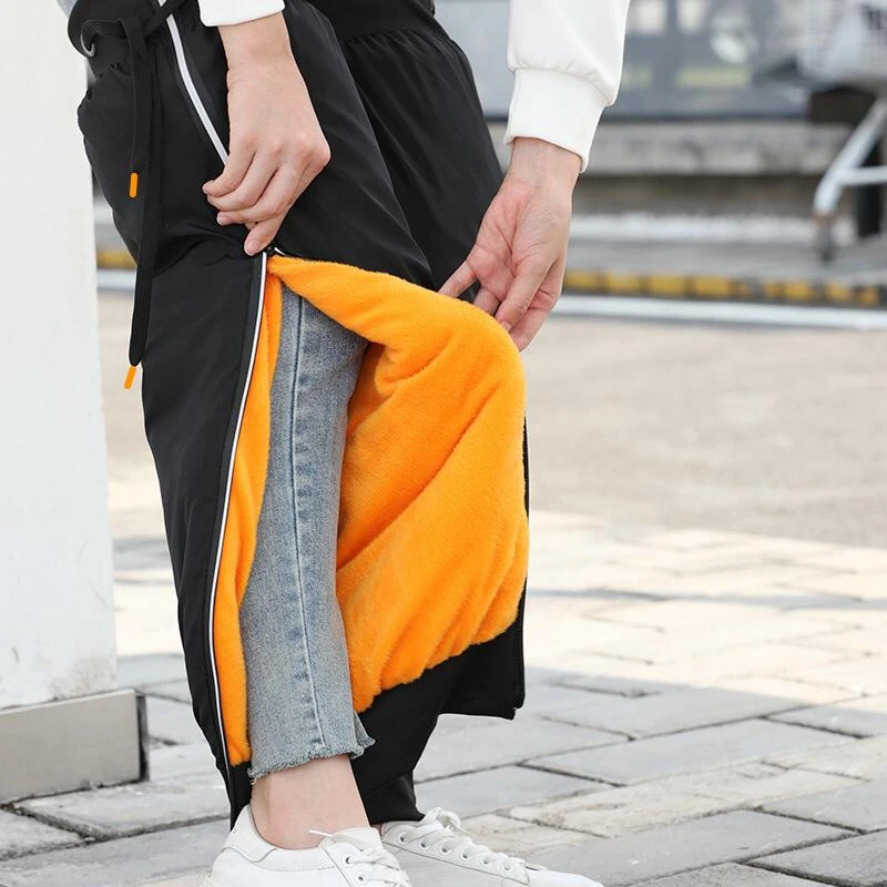 电动车护膝加厚毛绒冬季保暖男女款护腿神器拉链反光条防水骑行款