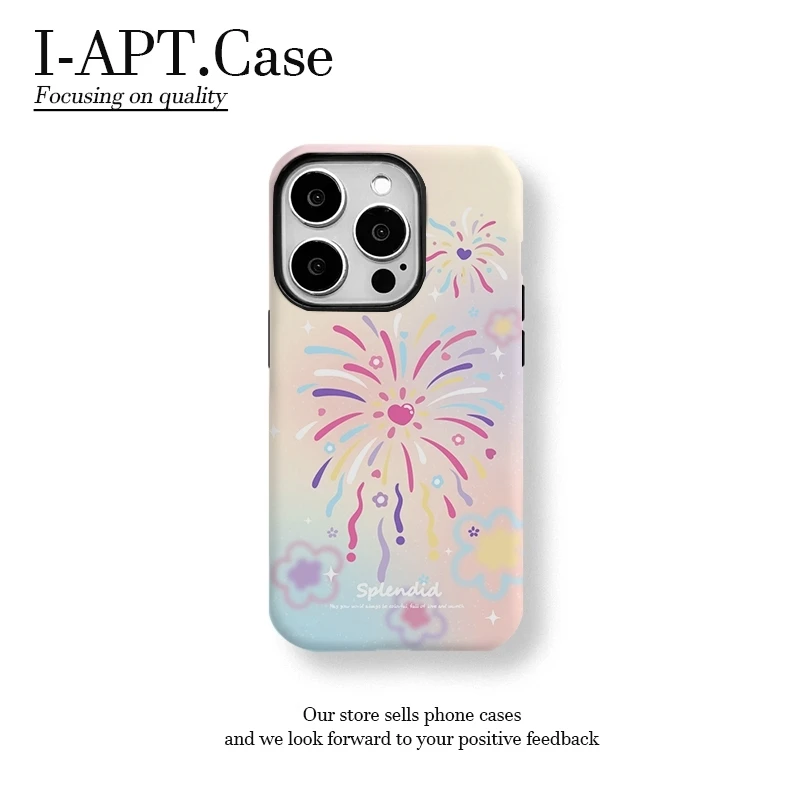 爱心彩烟花菲林二合一适用于iPhone苹果华为oppo小米手机壳男女新