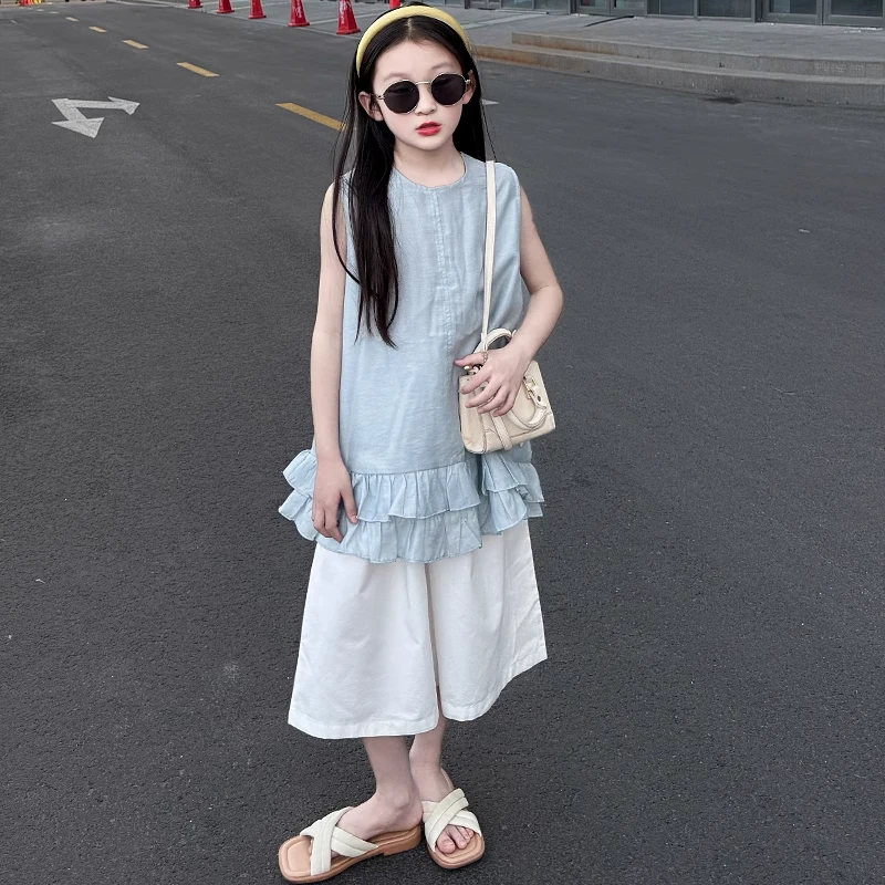 女童宽松休闲薄款两件套2025女孩新款夏装洋气时髦网红童装中大童