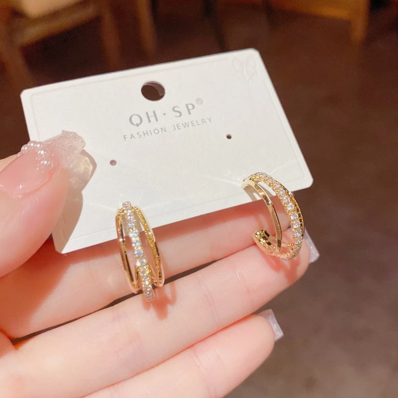 铜合金耳饰 AL5959 新款轻奢感时尚c圈耳环百搭耳圈