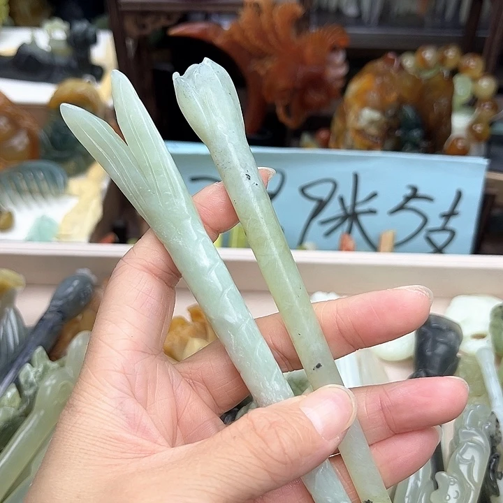 蛇纹石玉未镶嵌发簪